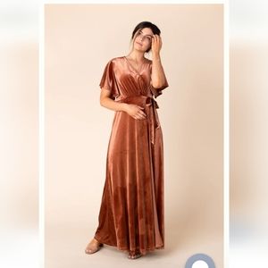 Arbor & Co velvet wrap dress - rust